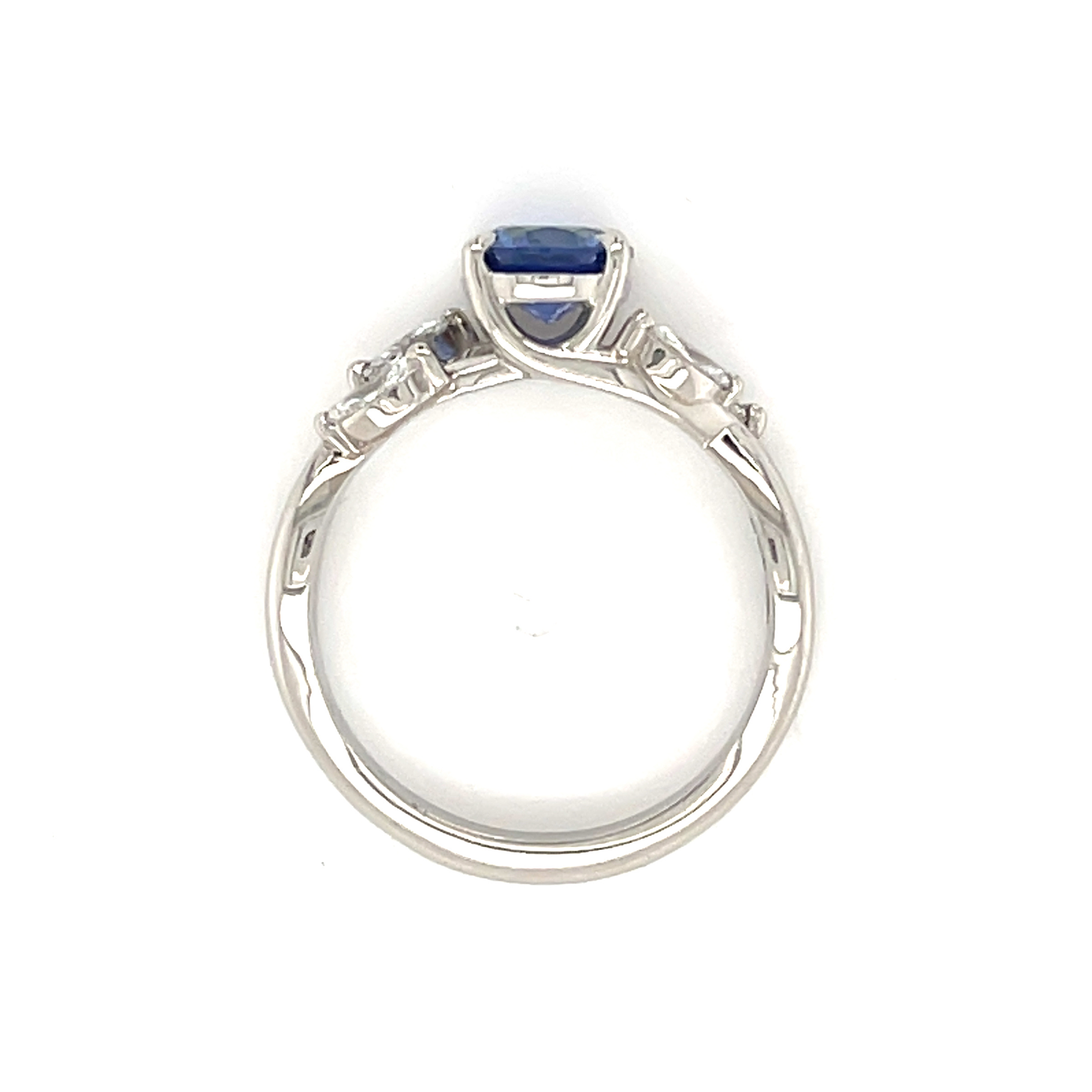 Round Sapphire and Marquise Diamond Engagement ring
