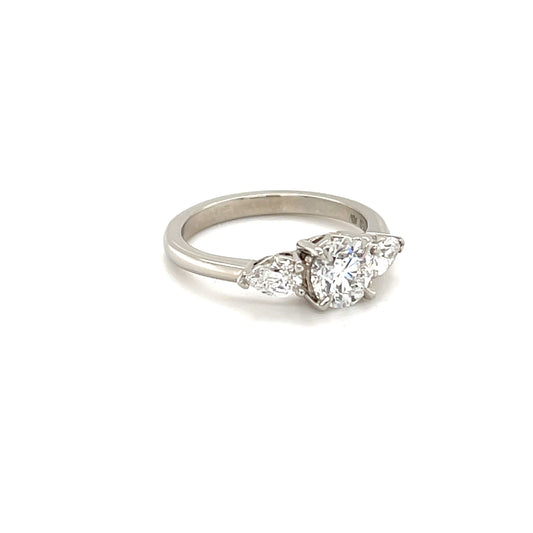 Elegant Three-Stone Diamond & Platinum Ring