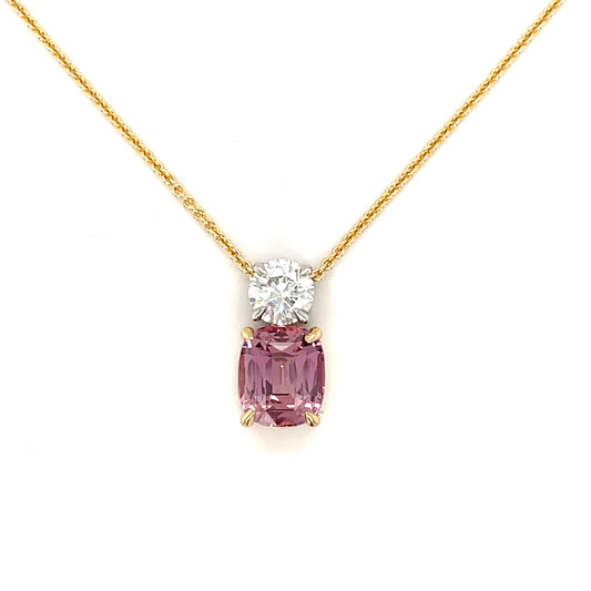 Elegant Padparadscha Sapphire and Diamond Pendant
