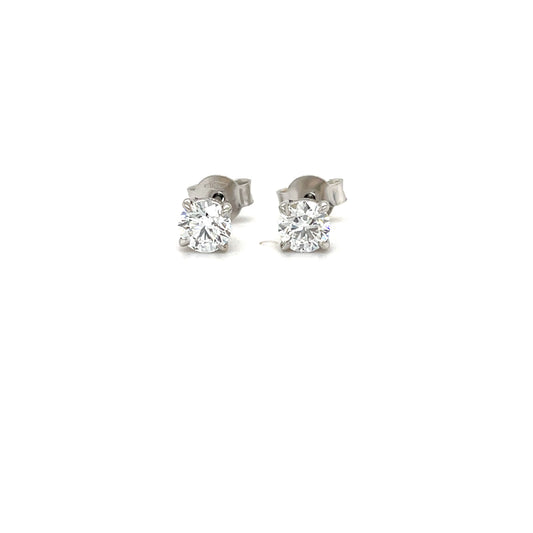 Elegant Platinum & Diamond Stud Earrings