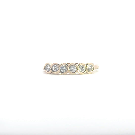 Elegant 6 Diamond  Yellow Gold Eternity Ring