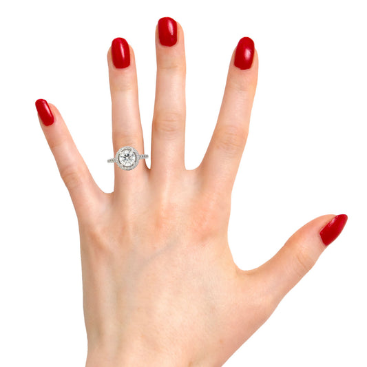 Elegant Diamond Set Halo Engagement Ring