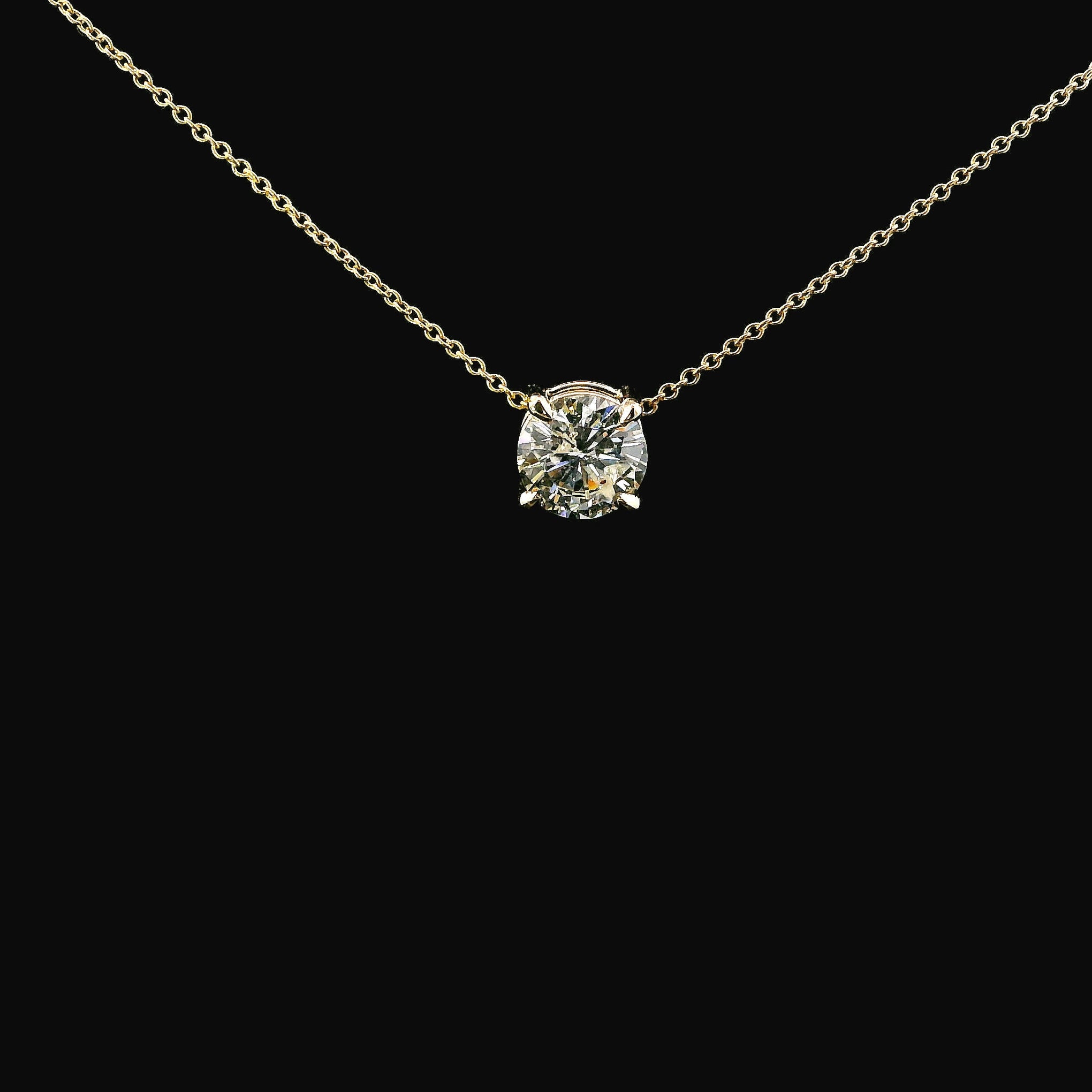 Elegant 4 Claw Yellow Gold Pendant with Round Cut Diamond