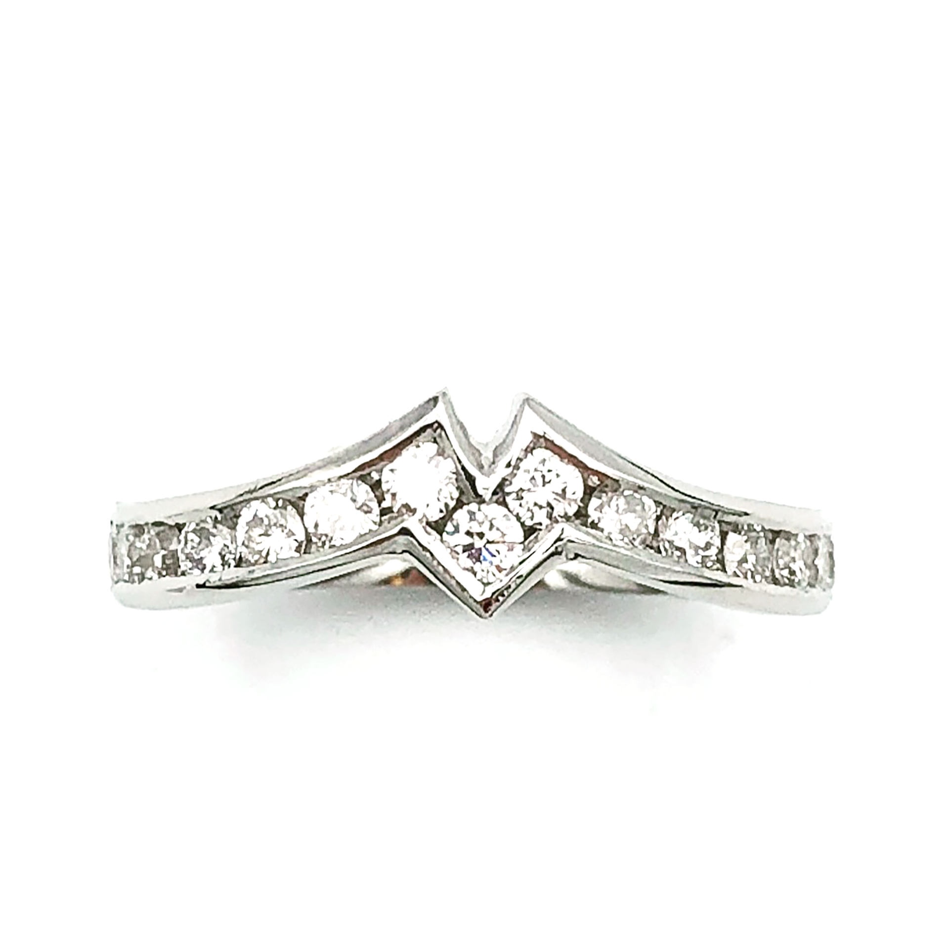 Wedding ring matched to Marquise Diamond Double V Solitaire