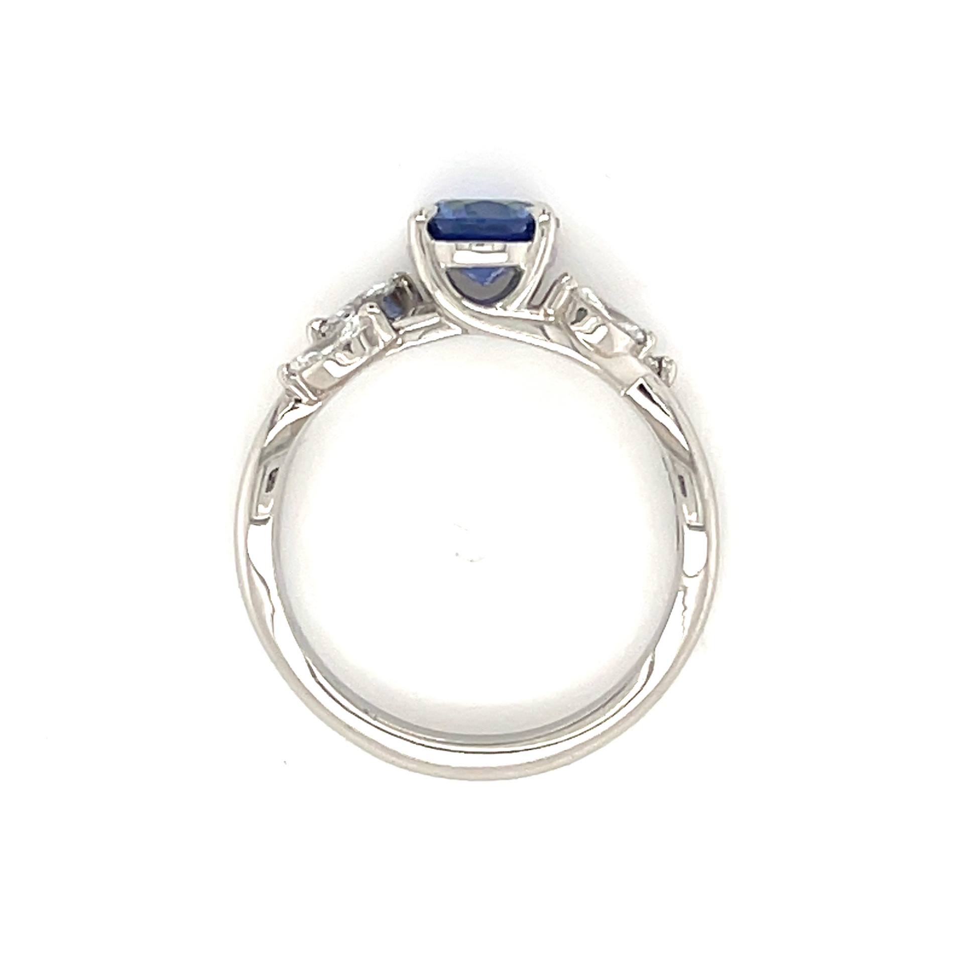 Round Sapphire and Marquise Diamond Engagement ring