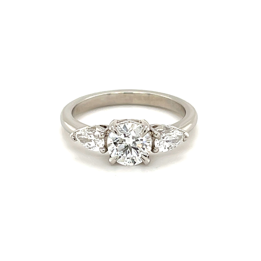 Round and Pear shape Diamond Engagement ring