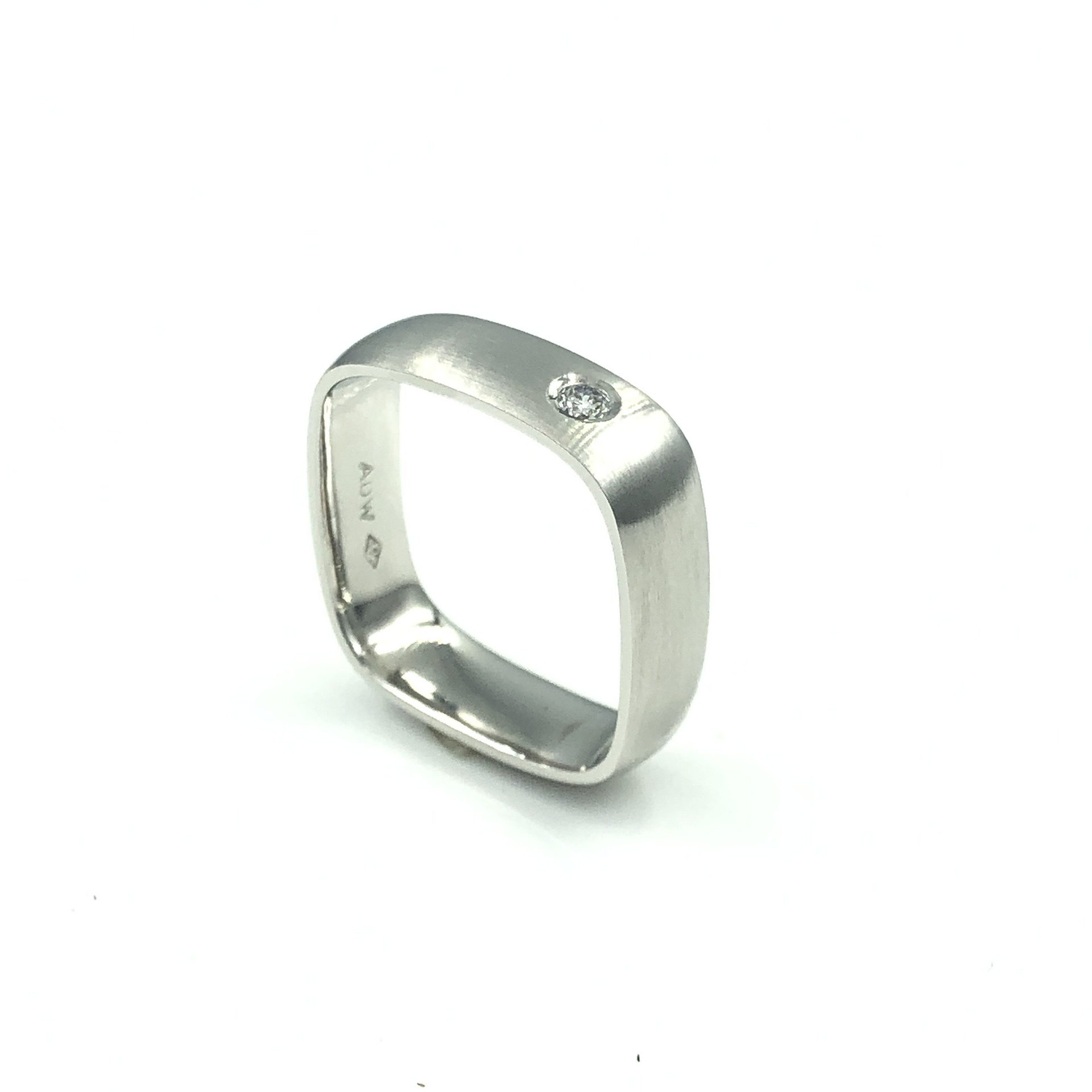 Square Diamond Set Platinum Wedding Ring
